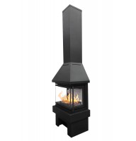 Печь-камин Экокамин ПРАГА три стекла NEW черный KPN202