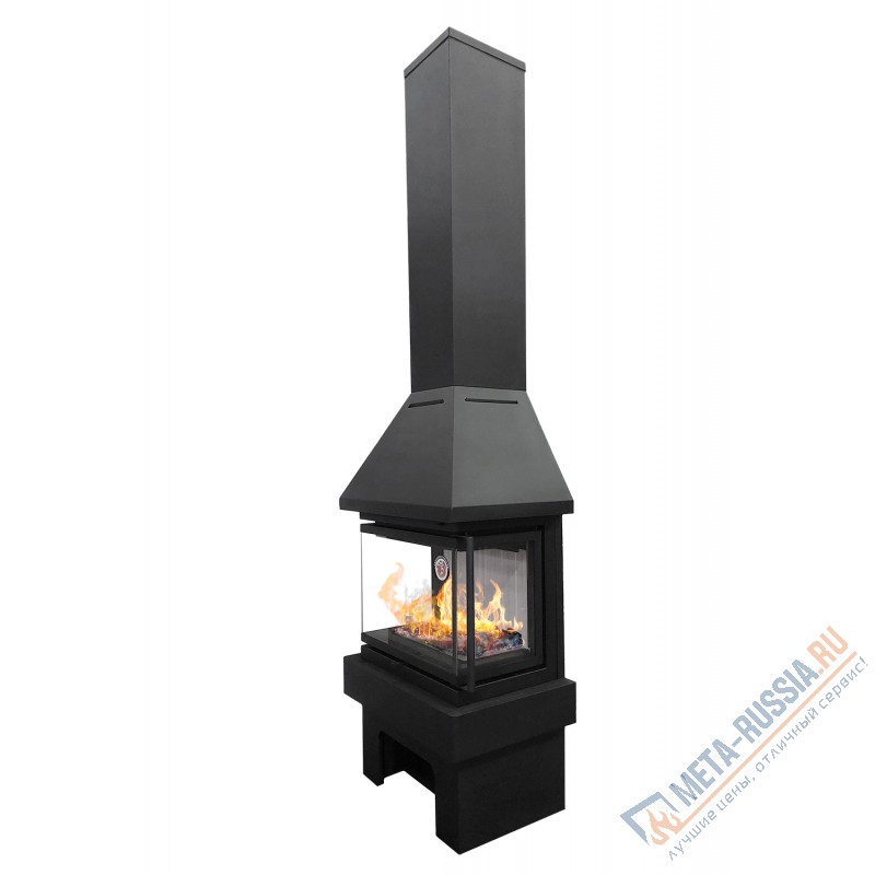 Печь-камин Экокамин Прага три стекла графит (PK 001-02)