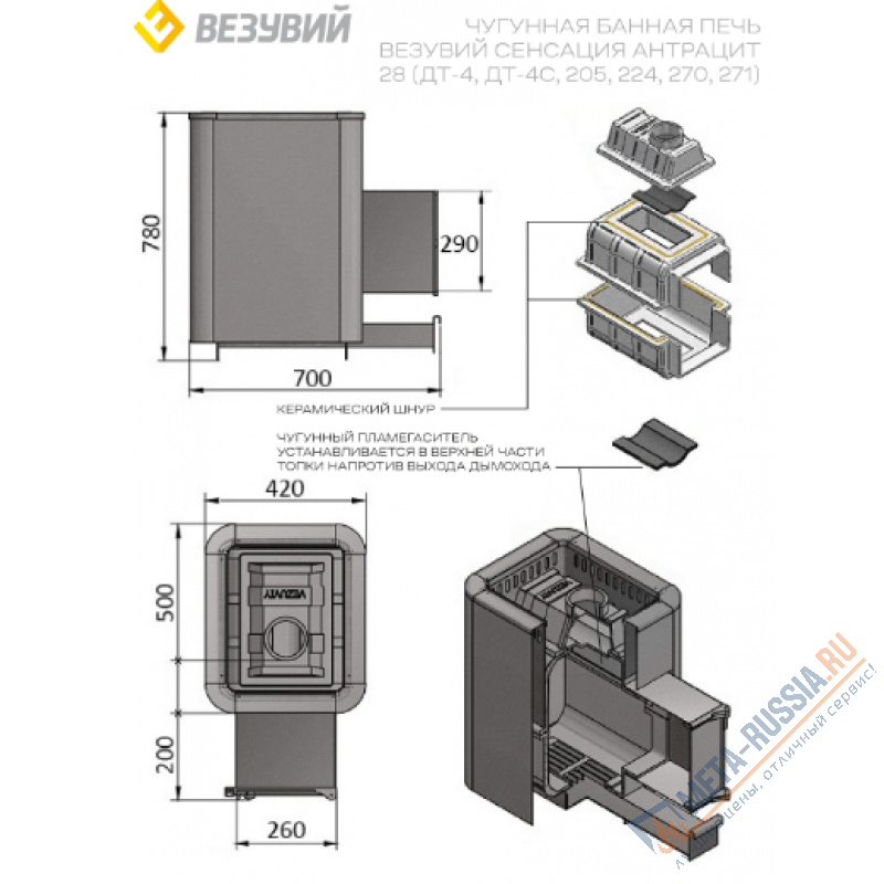 Банная печь ВЕЗУВИЙ Сенсация 28 Антрацит (ДТ-4)