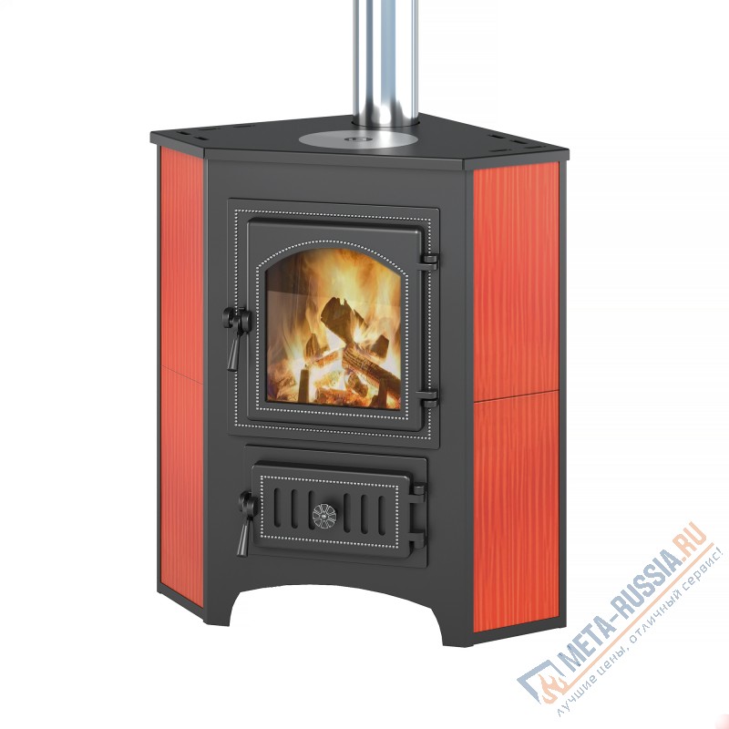 Печь-камин Везувий ПК-01 (220) с конфоркой угловой красный d=115