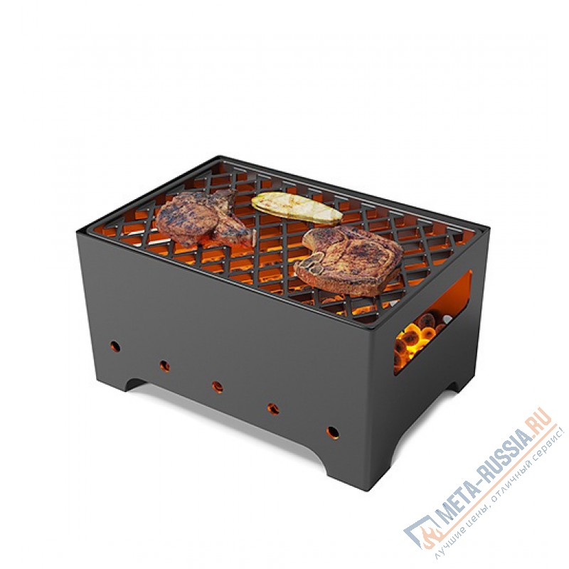 Мангал Везувий "Турист" №1 с решеткой чугунной "СТЕЙК" на подставке