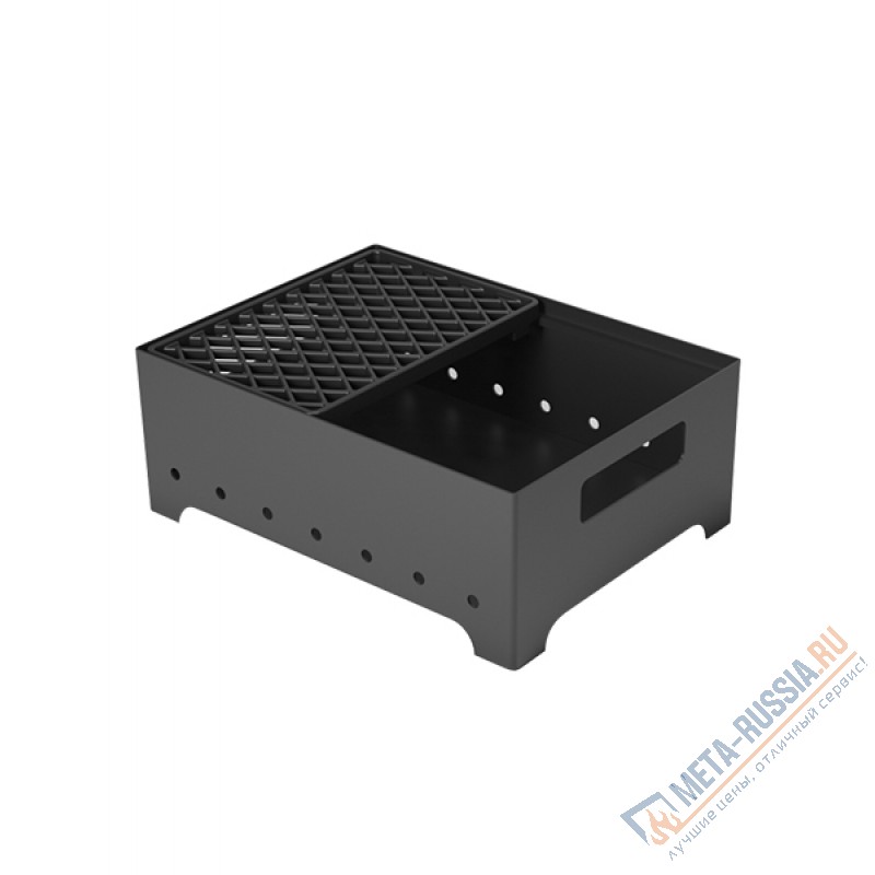 Мангал Везувий "Турист" №2 с решеткой чугунной "СТЕЙК" на подставке