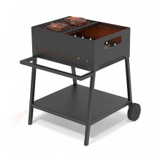 Мангал Везувий "Турист" №2 с решеткой чугунной "СТЕЙК" на подставке