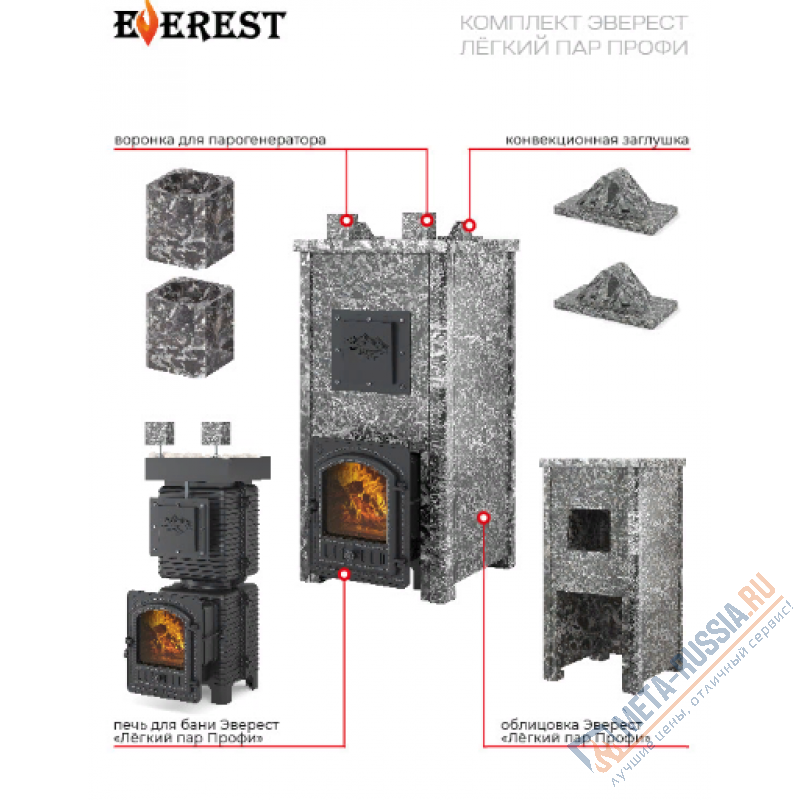 Комплект Эверест  "Легкий пар Профи" в облицовке Талькохлорит S-50 м