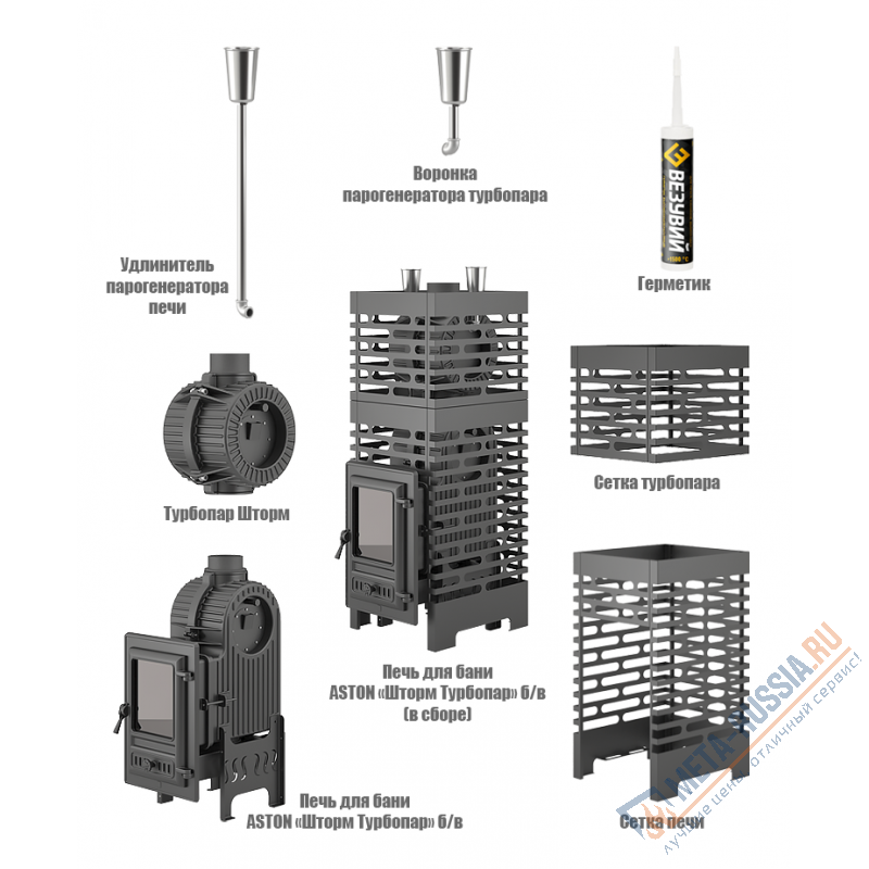 Банная печь ASTON «Шторм Турбопар» Б/В (чугун)