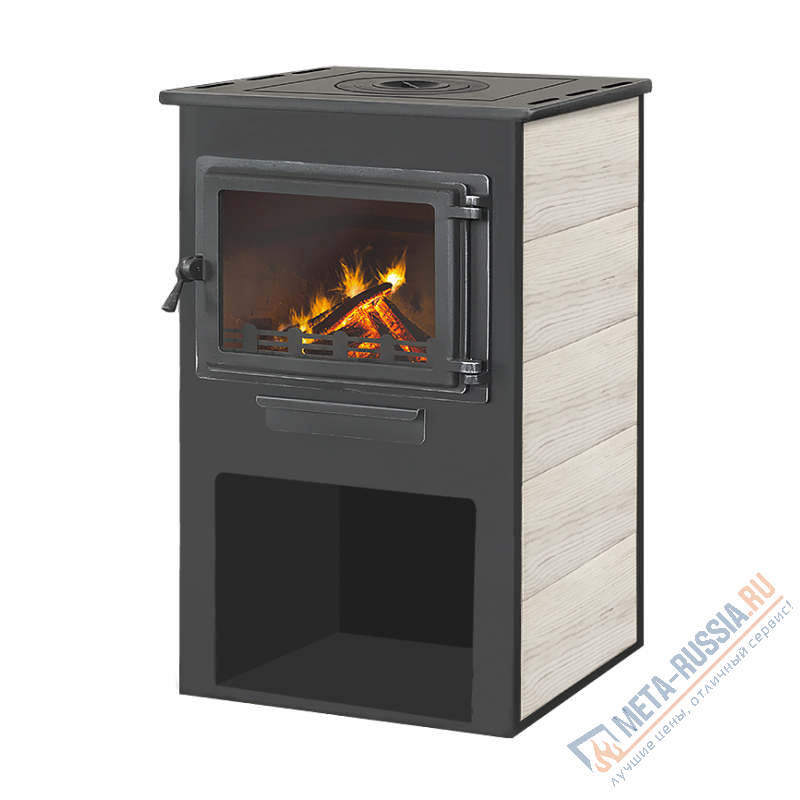 Печь-камин ЭТНА (Панорама) с плитой Бежевый