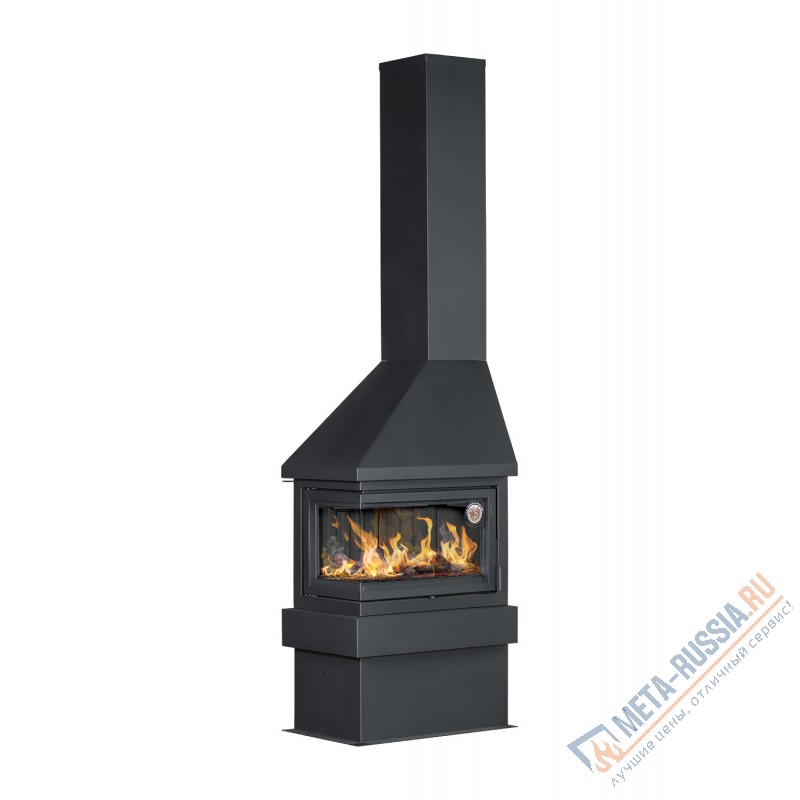 Печь-камин Экокамин ПРАГА УГЛОВОЙ левый черный, шамот черный