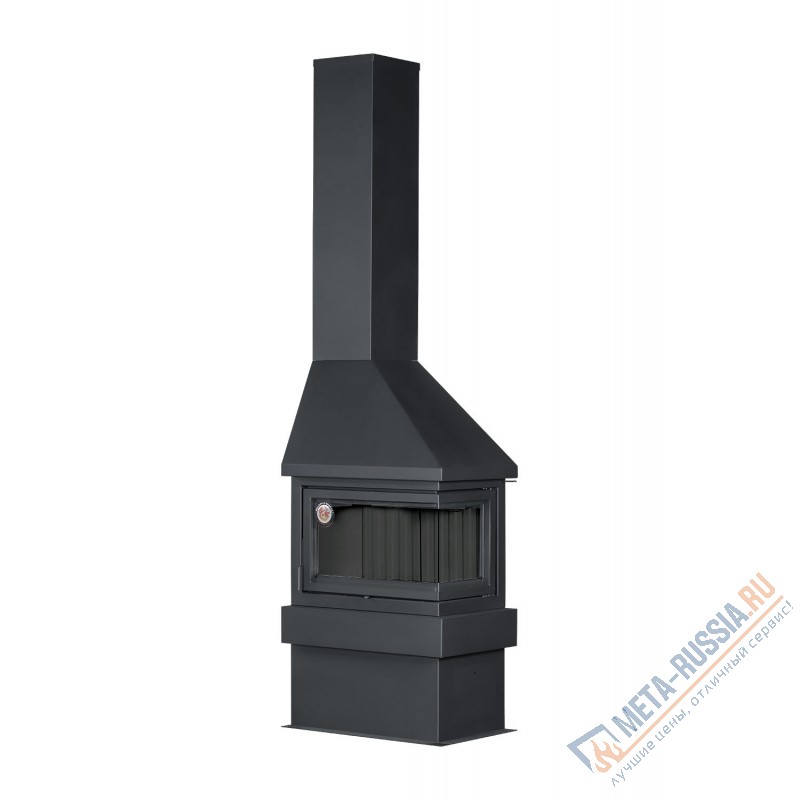 Печь-камин Экокамин ПРАГА УГЛОВОЙ правый черный, шамот черный