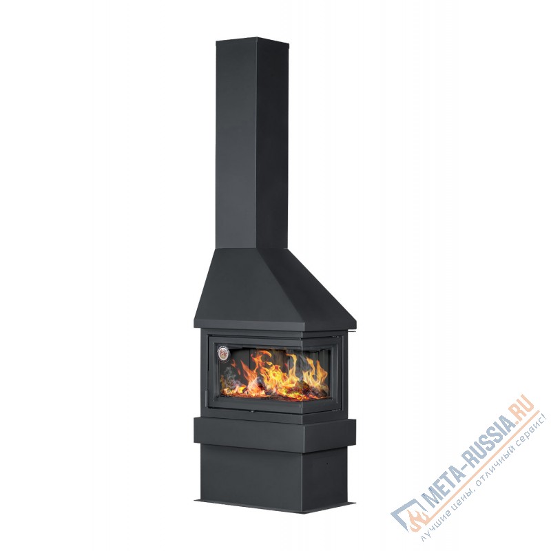 Печь-камин Экокамин ПРАГА УГЛОВОЙ правый черный, шамот черный
