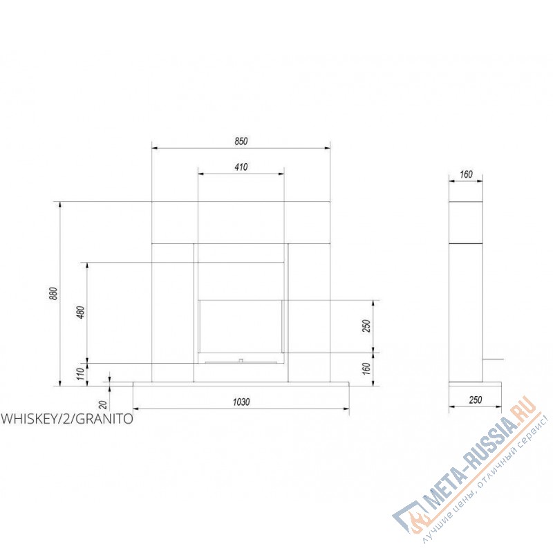 Биокамин Kratki WHISKEY/2 черный, TUV