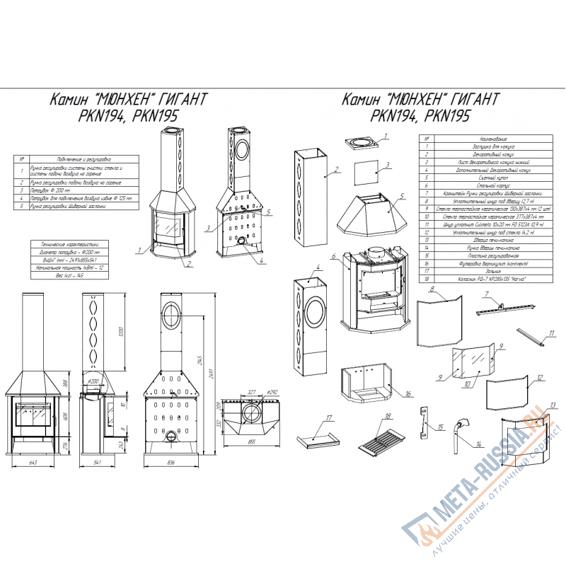 Печь-камин Экокамин МЮНХЕН ГИГАНТ графит (PKN195)