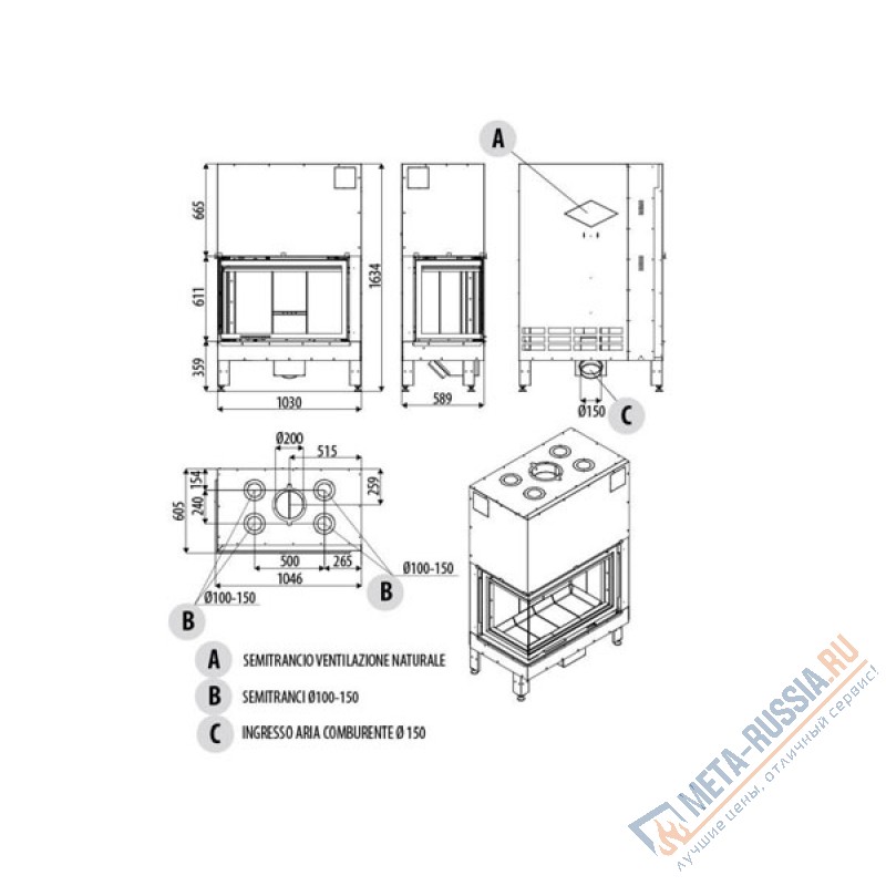 Каминная топка дровяная MCZ Plasma 95 dx Wood