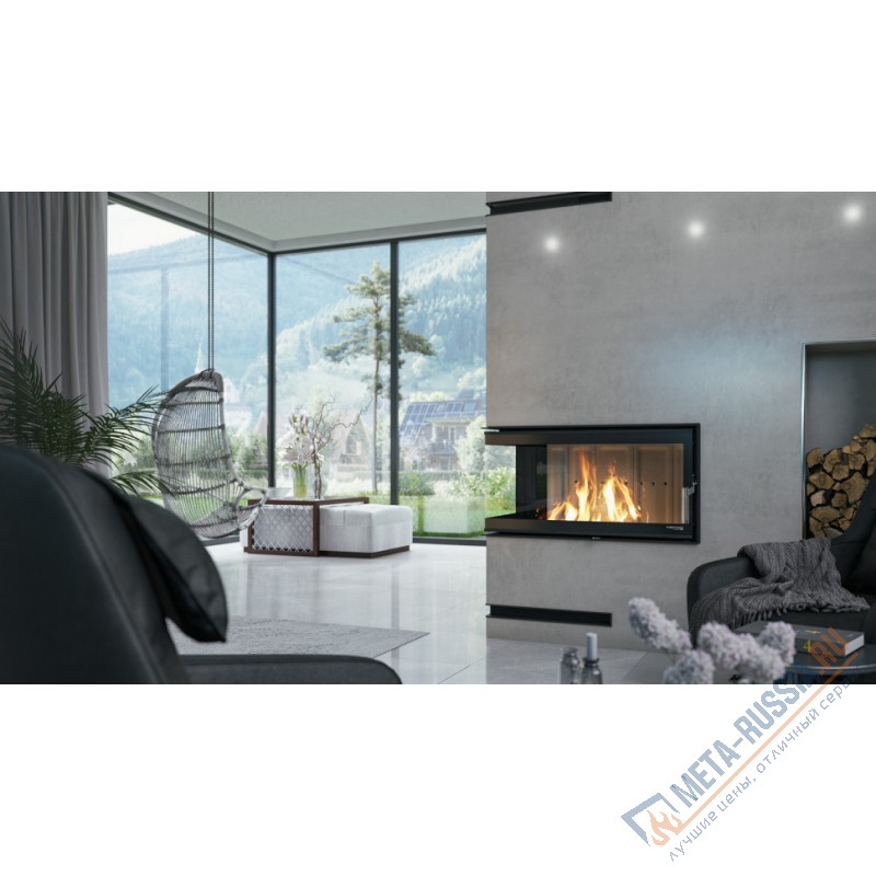 Каминная топка DEFRO HOME RIVA ME BL SHORT, 907/465/482 мм, угловое стекло слева, с водяным контуром