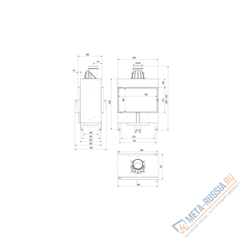 Каминная топка Kratki LUCY/14/T черная футеровка