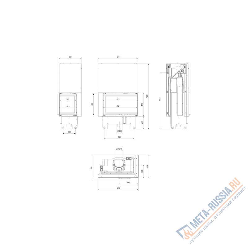 Каминная топка Kratki VNP/810/410 черная футеровка