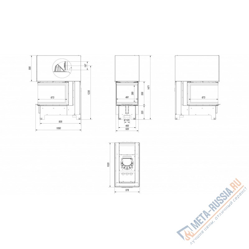 Каминная топка Kratki NBU черная футеровка