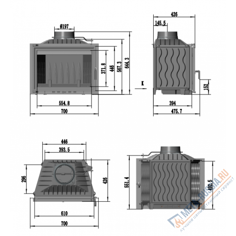 Каминная топка чугунная FireBird Baron 14 кВт, д.200, до 140 кв.м Каминная топка чугунная FireBird Baron 14 кВт, д.200, до 140 кв.м