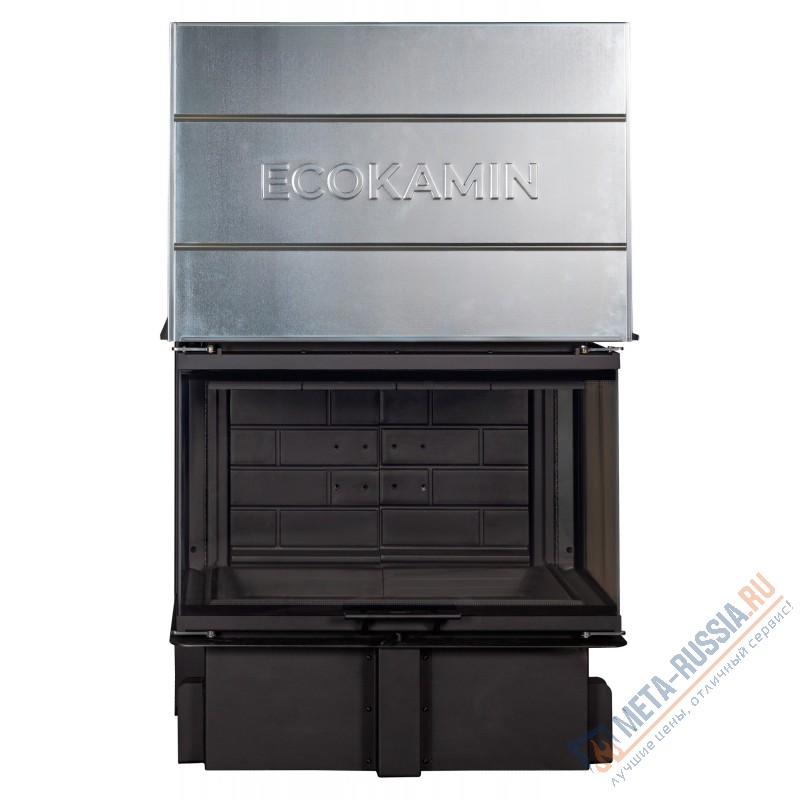 Каминная топка Экокамин ДЕЛЬТА 800 PB три стекла принтинг подовое горение черный шамот (TDN800PB)