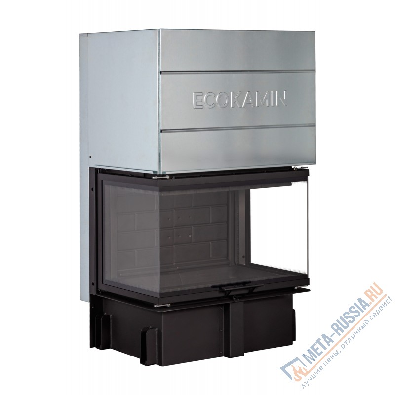 Каминная топка Экокамин ДЕЛЬТА 800 PB три стекла принтинг подовое горение черный шамот (TDN800PB)