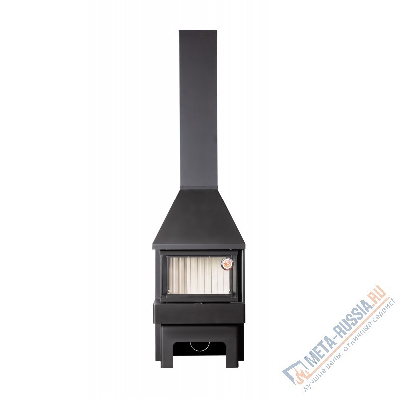 Печь-камин Экокамин Панорама три стекла черный