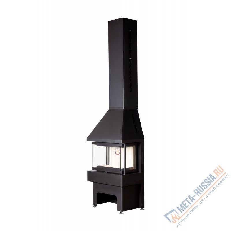 Печь-камин Экокамин Панорама три стекла черный