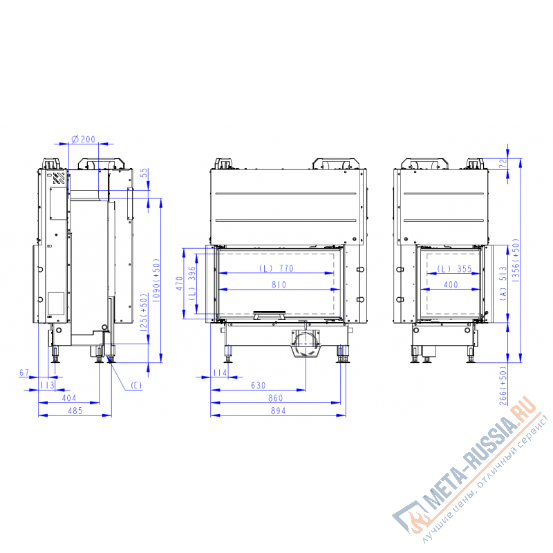 Каминная топка Romotop HEAT R/L 3G L 81.51.40.24