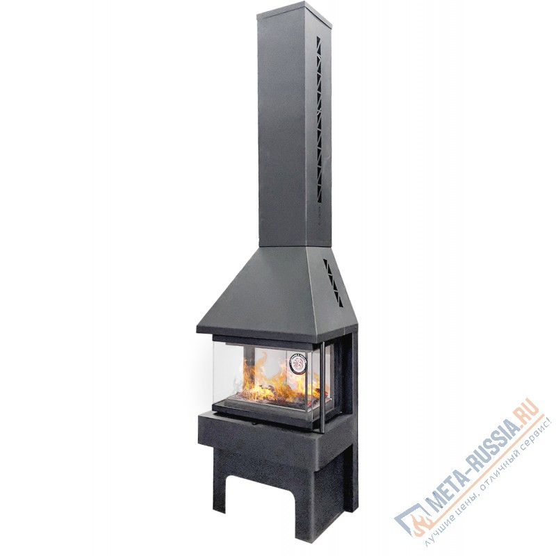 Печь-камин Экокамин Панорама три стекла графит