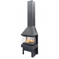 Печь-камин Экокамин Панорама три стекла графит Печь-камин Экокамин Панорама три стекла графит