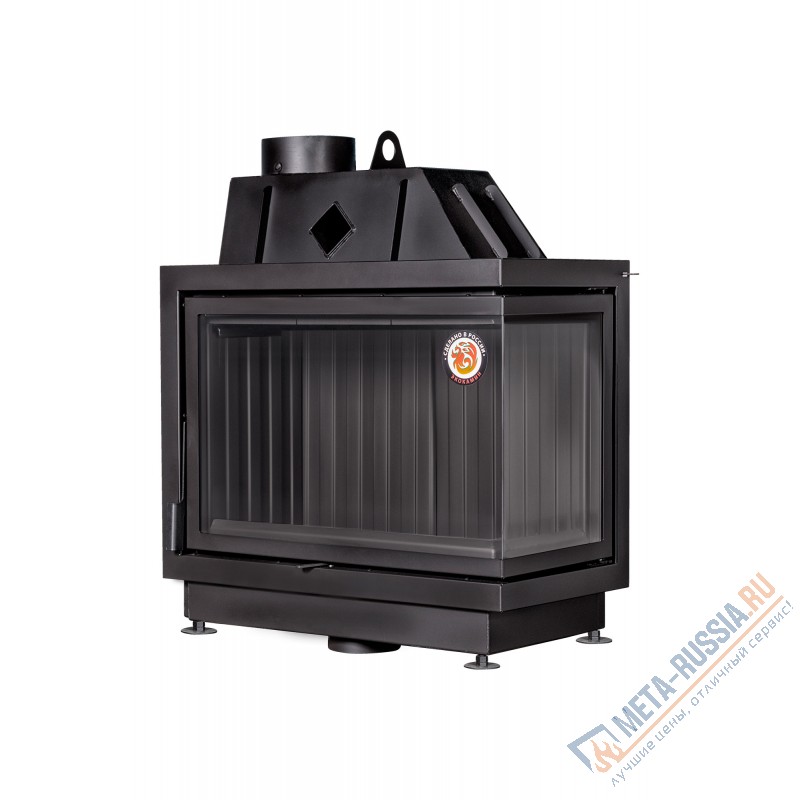 Каминная топка Экокамин Альфа 800 RB два стекла правая черный шамот (TA800RB)