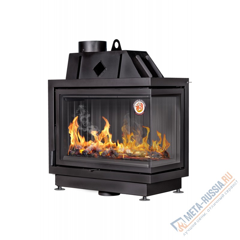 Каминная топка Экокамин Альфа 800 RB два стекла правая черный шамот (TA800RB)