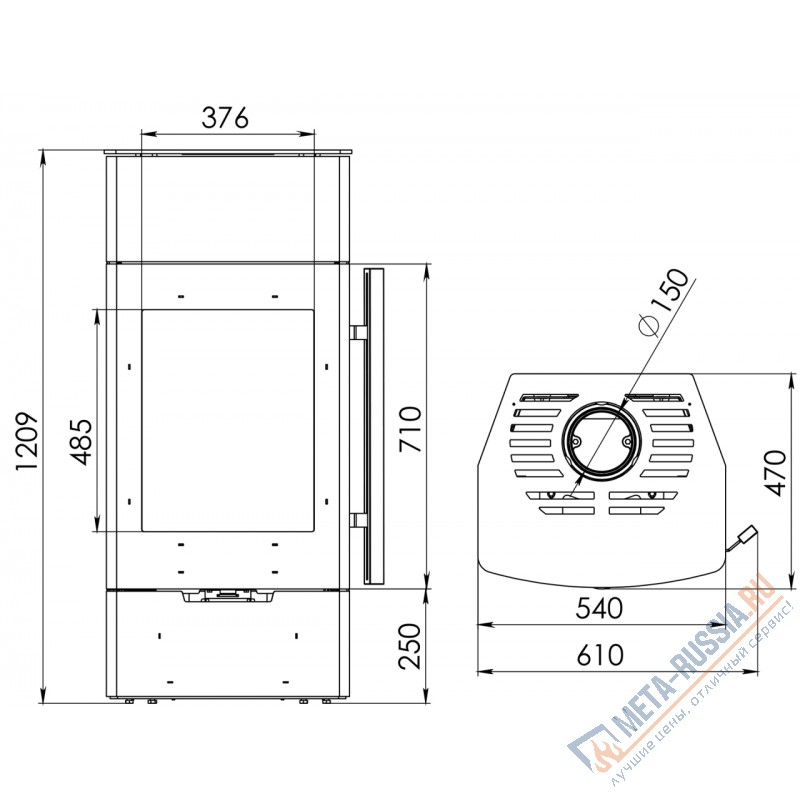 Печь-камин Мета-Бел Байкал АОТ 10.0-01