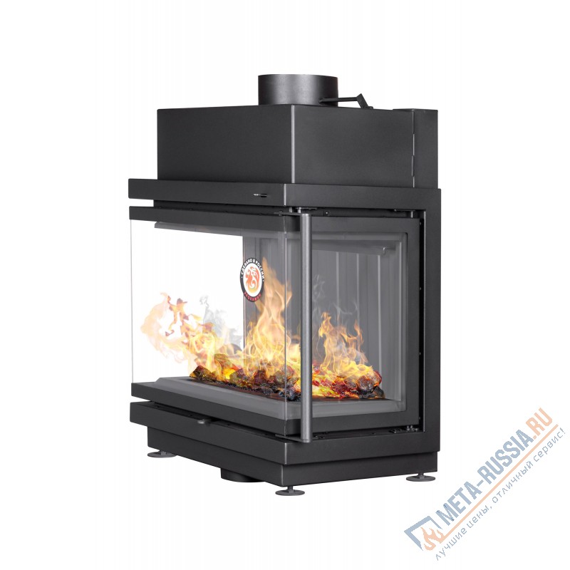 Каминная топка ЭкоКамин Альфа 700 три стекла черный шамот подовая ТА700-3GB