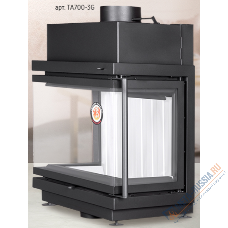 Каминная топка ЭкоКамин Альфа 700 три стекла подовая ТА700-3G