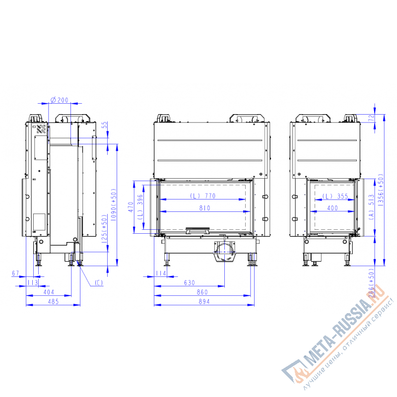 Каминная топка Romotop HEAT L 3G L 81.51.40.25
