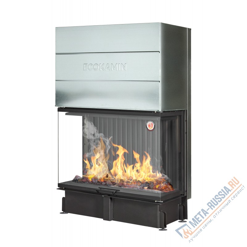 Каминная топка Экокамин ДЕЛЬТА 1200х800х450PB три стекла подовая черный шамот (TDN1200-800PB)