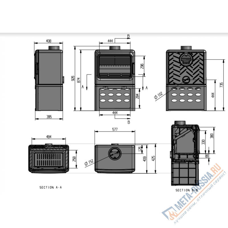Печь-камин FireBird Leopard с дровником