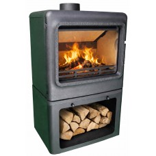 Печь-камин чугунная FireBird Leopard с дровником, футеровка шамот d-150 мм, 9 кВт