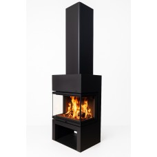 Камин Экокамин МАДРИД на дровнике черный шамот подовый