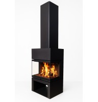 Камин Экокамин МАДРИД на дровнике черный шамот подовый