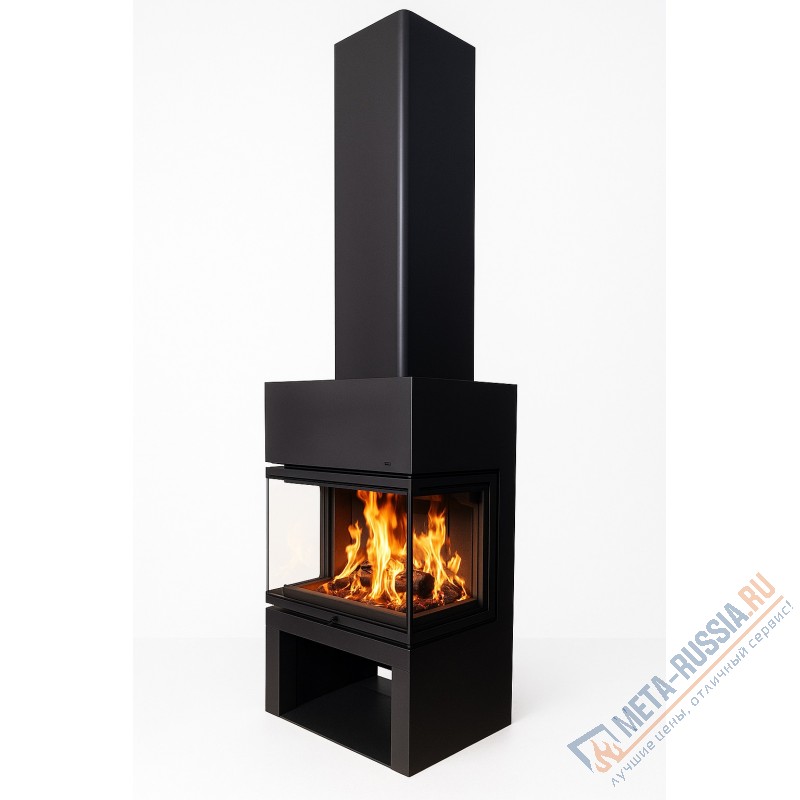 Камин Экокамин МАДРИД на дровнике черный шамот, подовое горение