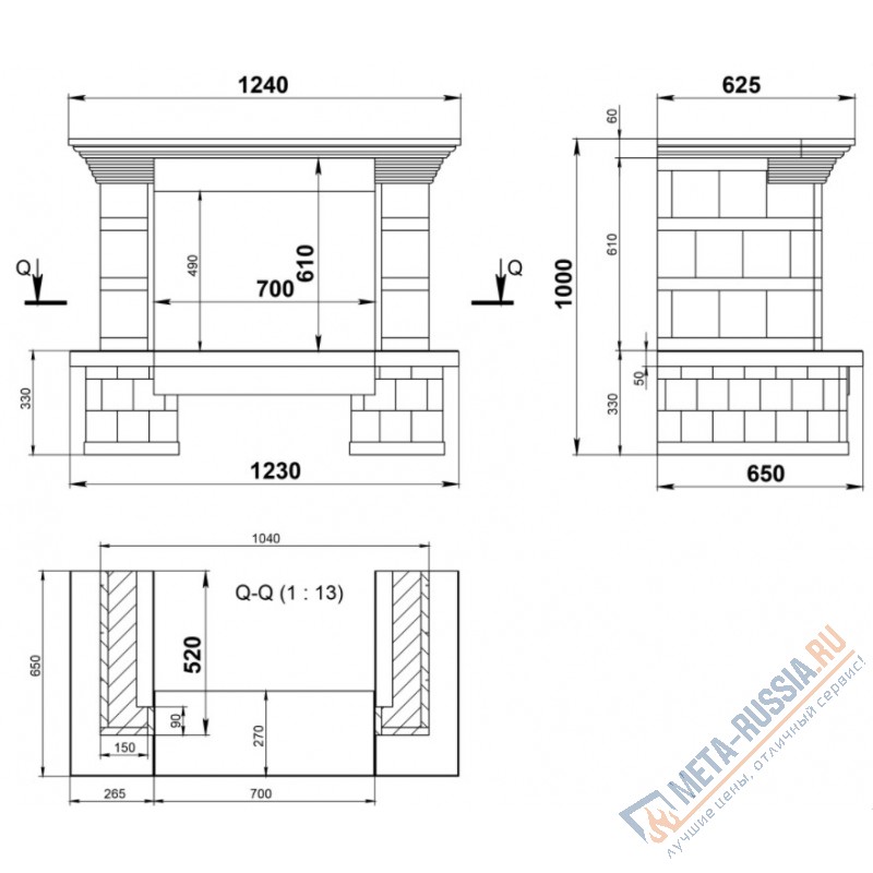 Каминная облицовка Madeira Dora пристенная