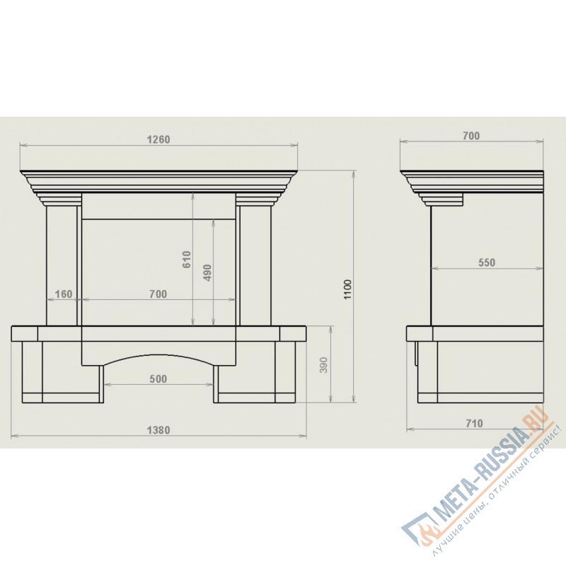 Каминная облицовка Madeira Agnes пристенная