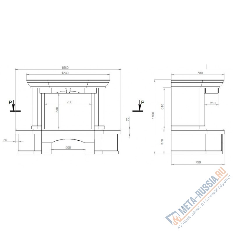 Каминная облицовка Madeira Evgenia пристенная