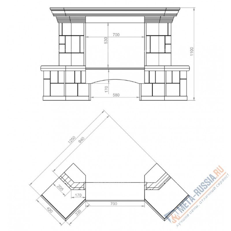 Каминная облицовка Madeira Sara угловая