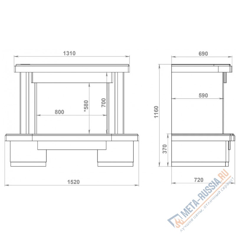 Каминная облицовка Madeira Alba пристенная