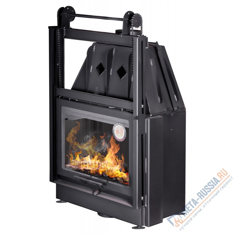 Каминная топка Экокамин Альфа 700 КВ с контргрузом черный шамот TA700-1KB