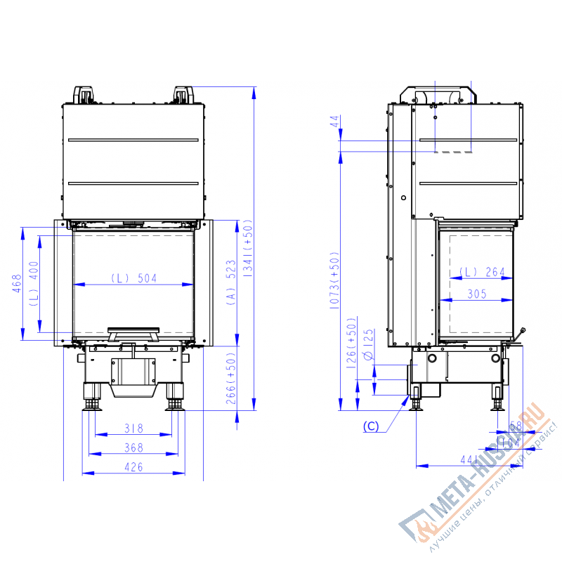 Каминная топка Romotop HEAT C 3G L 50.52.31.24