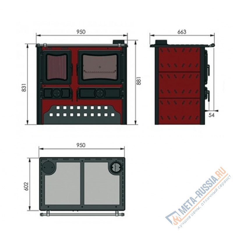 Отопительно варочная печь GUCHA Guliver Bordo R