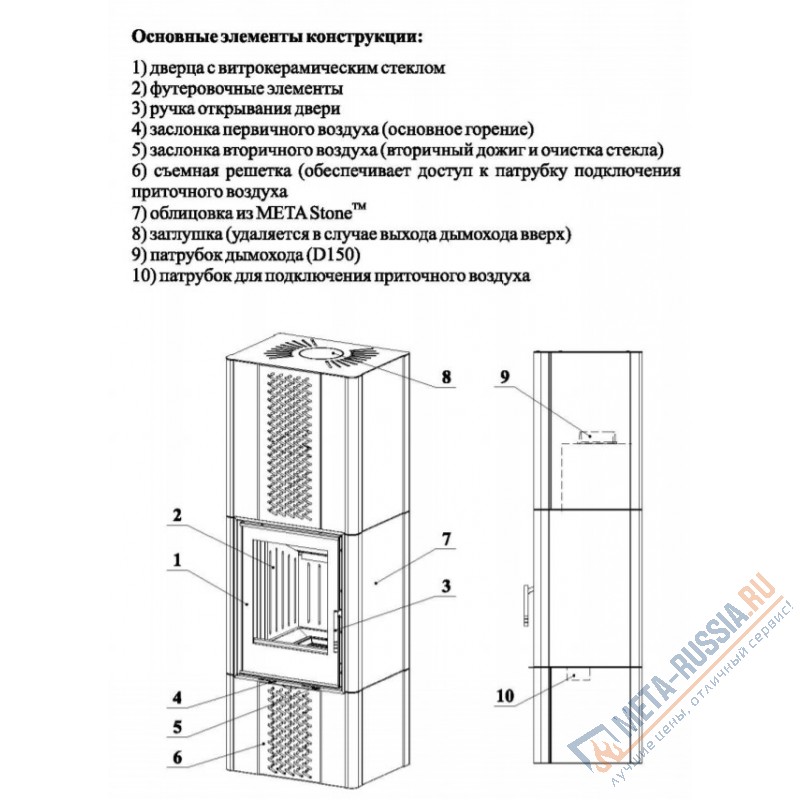 Печь-камин Мета Бастион 8