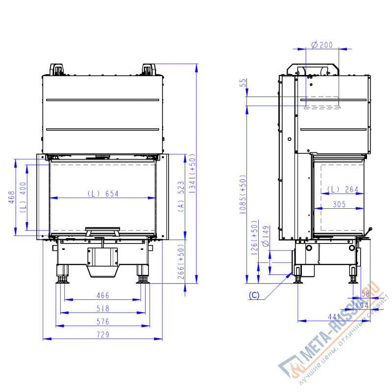 Каминная топка Romotop HEAT C 3G L 65.52.31.24